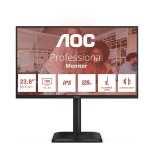 Монитор AOC 24E4U, 23.8″, 1920×1080, IPS, D-SUB, HDMI, USB Hub, Adaptive Sync, FlickerFree, Anti Blue Light, 2Wx2, Tilt, Height Adjust, Pivot, Swivel