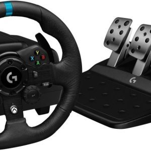 Logitech G923 Racing Wheel And Pedals, Xbox One, PC, 900° Rotation, Trueforce Next-Gen Force Feedback, Dual Clutch (In Supported Games), Aluminium, Steel, Leather