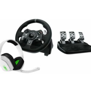 Logitech G920 Driving Force Racing Wheel - Black, Astro A10, PS5/PS4 - White