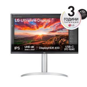 LG 27UP850K-W, 27" UltraFine UHD, IPS 4K , 5ms, 1200:1, 400cd/m2, 3840 x 2160, DCI-P3 95%, HDR 400, HDMI, USB-C, PD- 96 W, DisplayPort, Reader mode, Dynamic Action Sync, Tilt, Height (Range), Swivel, Speacers 2x5W, LG Switch, Black