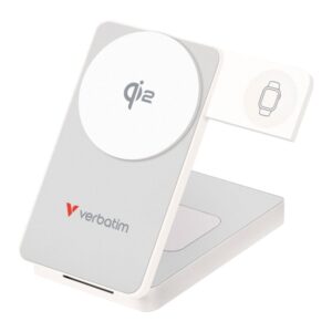 Verbatim Foldable 3-in-1 Qi2 Magnetic Wireless Power Bank 10000 mAh White